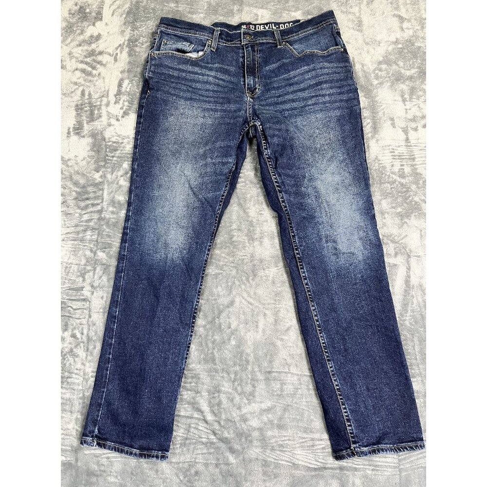 Devil-Dog Mens Straight Leg Lightweight Stretch Jeans Size 36x32 Medium Wash